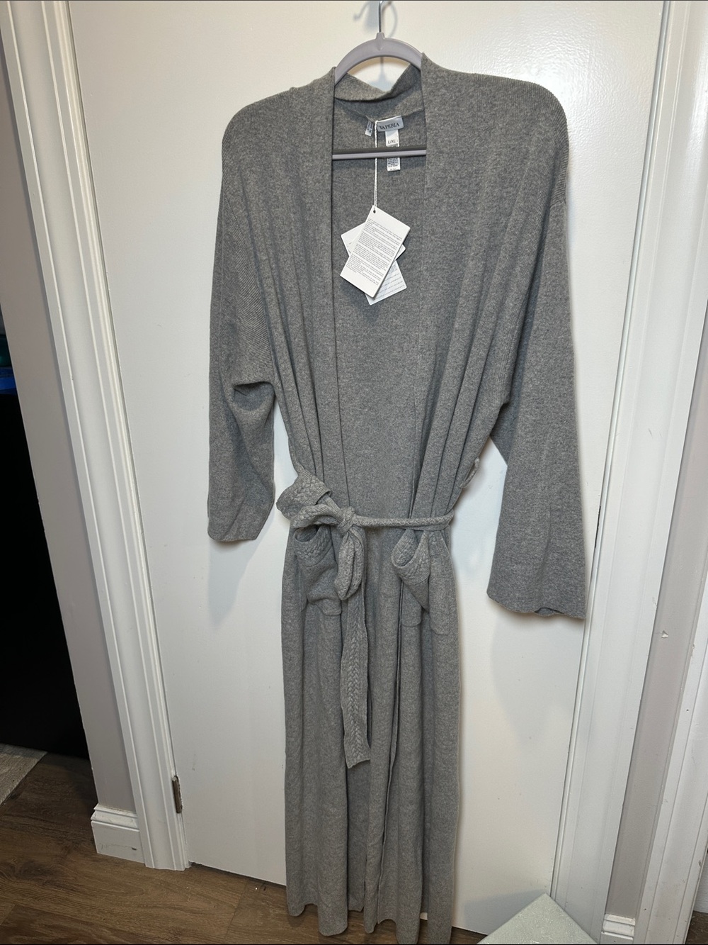 La Perla Gray Long Knit Robe with Tie Waist  virgin wool and cashmere (11)